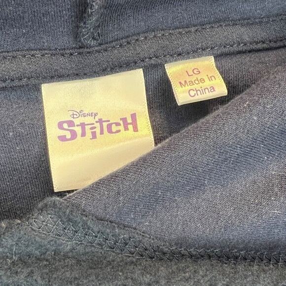 NWT Disney Lilo & Stitch Junior's Large Blue Cozy Hoodie Varsity Ohana - Picture 6 of 8